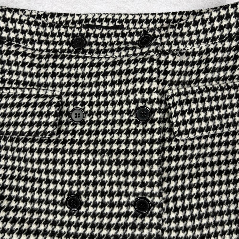 Forever 21 Houndstooth Mini Skirt Women's L Black Button Front Preppy Old Money - Picture 4 of 9